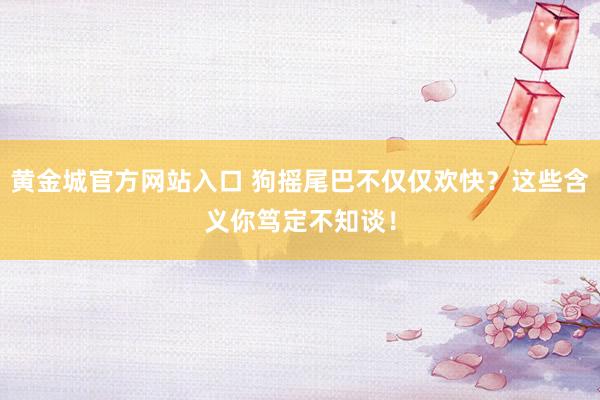 黄金城官方网站入口 狗摇尾巴不仅仅欢快？这些含义你笃定不知谈！