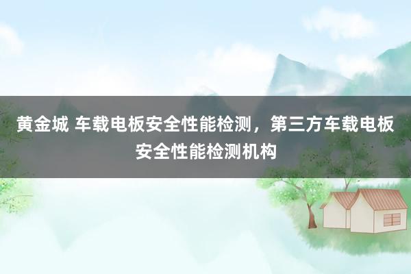 黄金城 车载电板安全性能检测，第三方车载电板安全性能检测机构