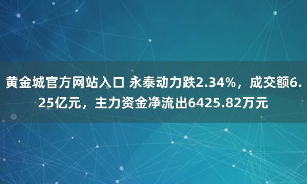 黄金城官方网站入口 永泰动力跌2.34%，成交额6.25亿元，主力资金净流出6425.82万元