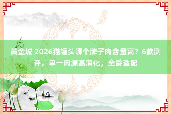 黄金城 2026猫罐头哪个牌子肉含量高？6款测评，单一肉源高消化，全龄适配