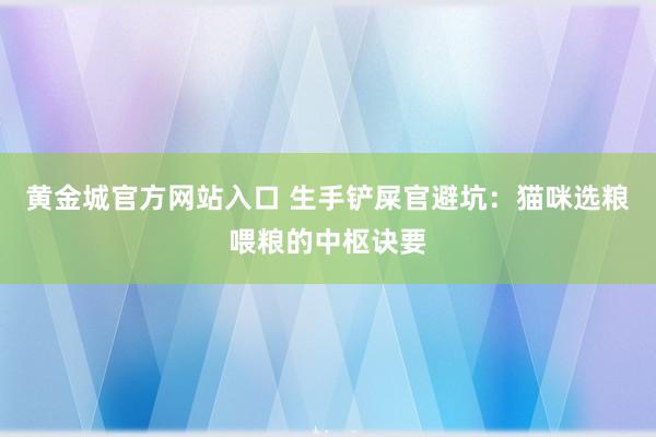黄金城官方网站入口 生手铲屎官避坑：猫咪选粮喂粮的中枢诀要