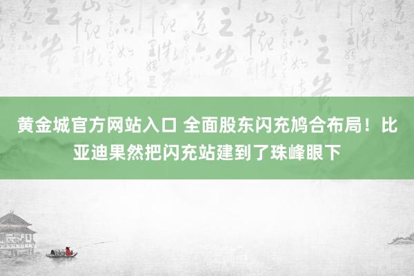 黄金城官方网站入口 全面股东闪充鸠合布局！比亚迪果然把闪充站建到了珠峰眼下