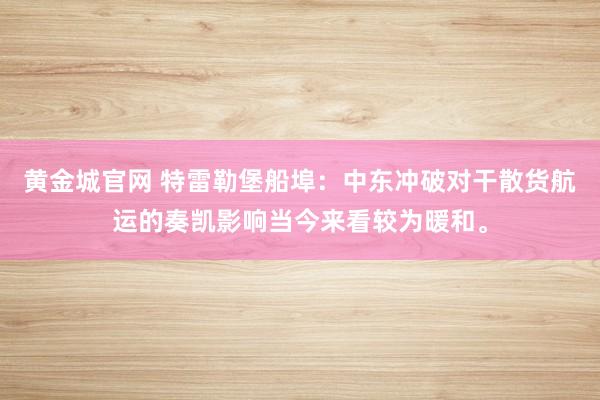 黄金城官网 特雷勒堡船埠：中东冲破对干散货航运的奏凯影响当今来看较为暖和。