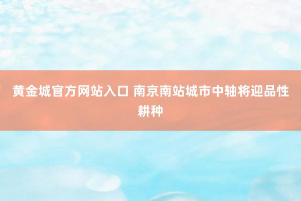 黄金城官方网站入口 南京南站城市中轴将迎品性耕种