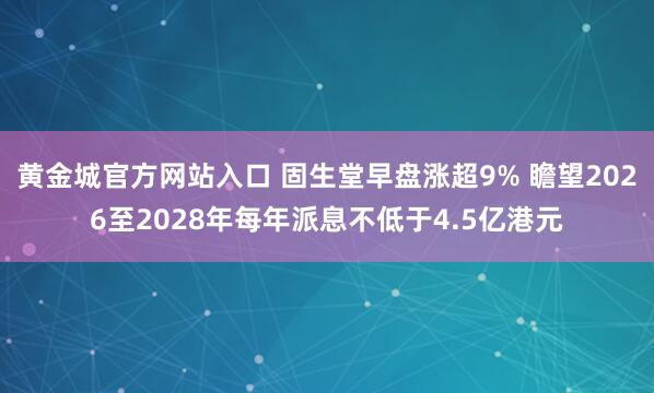 黄金城官方网站入口 固生堂早盘涨超9% 瞻望2026至2028年每年派息不低于4.5亿港元