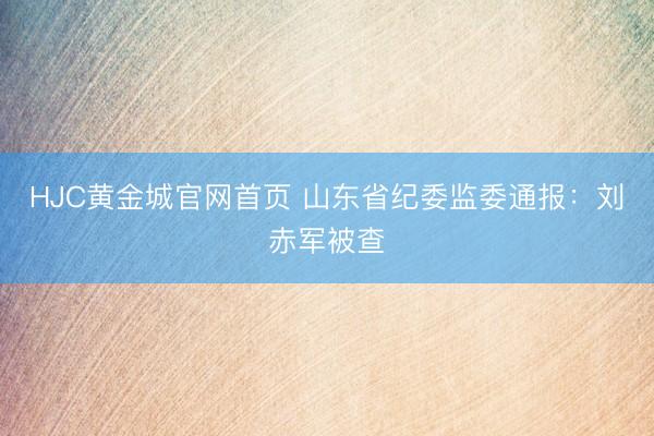 HJC黄金城官网首页 山东省纪委监委通报：刘赤军被查